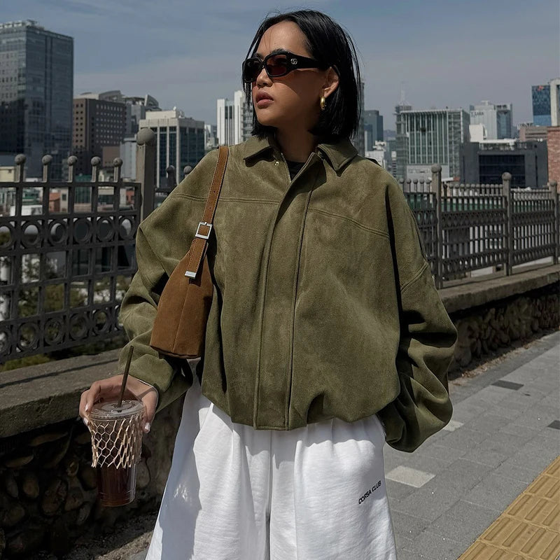 Women's Suede Bomber Jacket