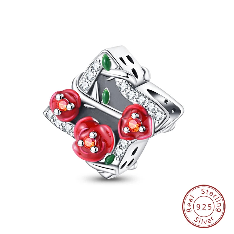 Silver Red Charm Bracelet