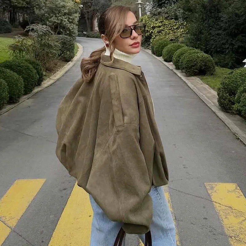 Women's Suede Bomber Jacket