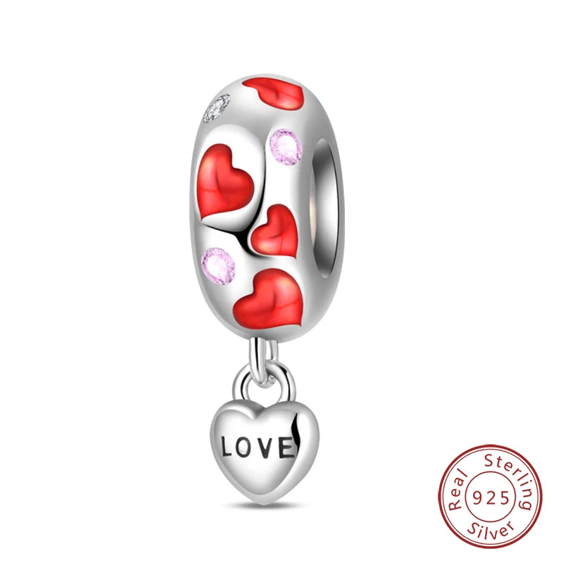 Silver Red Charm Bracelet