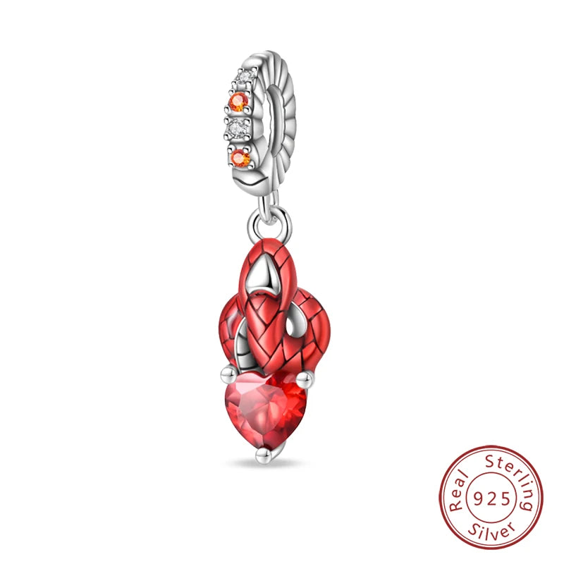 Silver Red Charm Bracelet