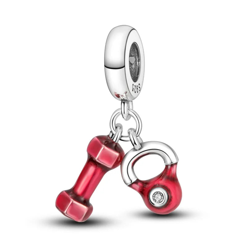 Silver Red Charm Bracelet