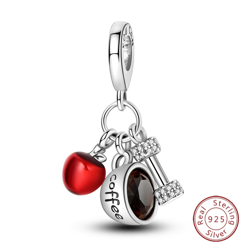 Silver Red Charm Bracelet