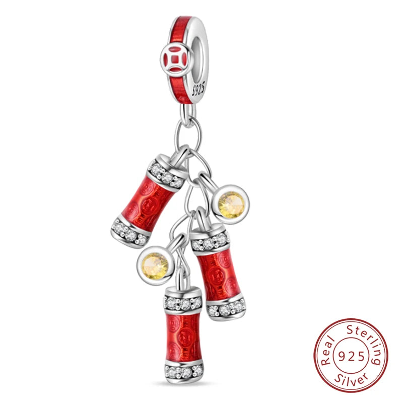 Silver Red Charm Bracelet