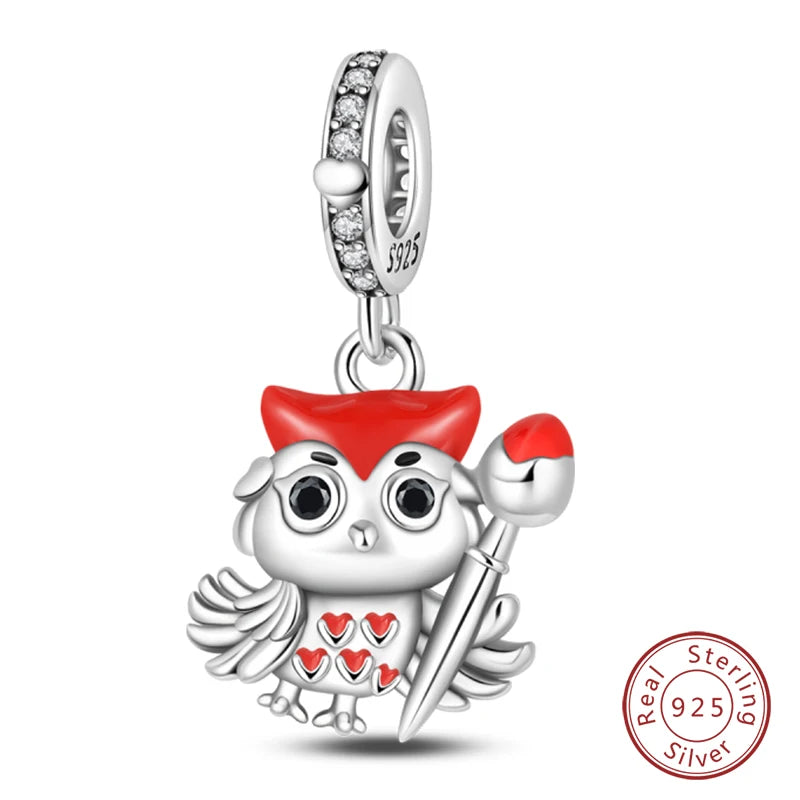 Silver Red Charm Bracelet