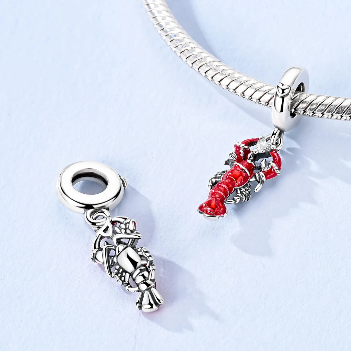 Silver Red Charm Bracelet