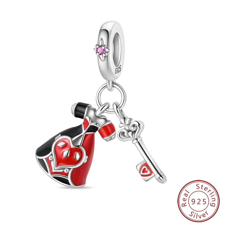 Silver Red Charm Bracelet