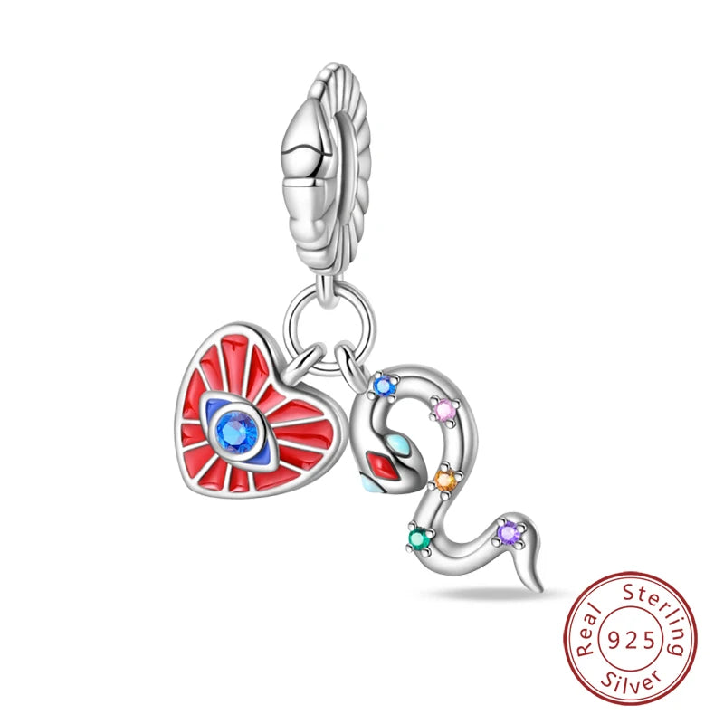 Silver Red Charm Bracelet