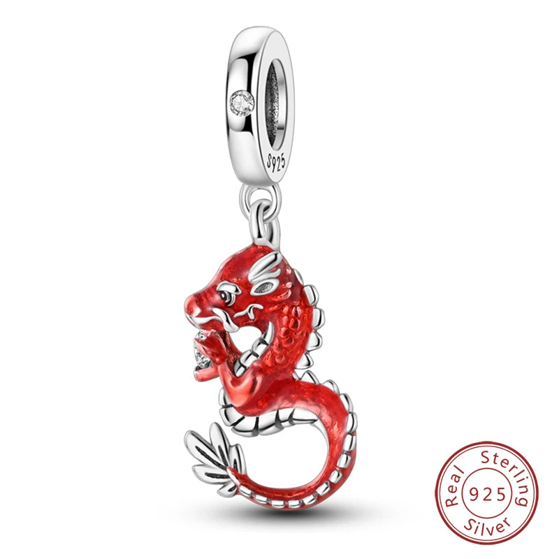 Silver Red Charm Bracelet