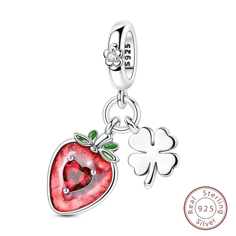 Silver Red Charm Bracelet