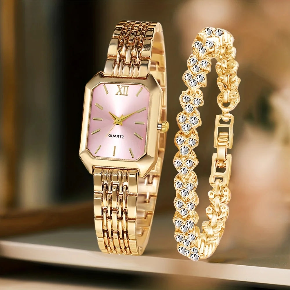 Rose Gold Watch & Bracelet Set for Women | Golden Thread