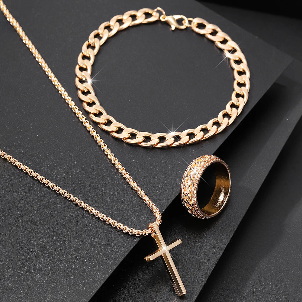 Men's Cross Jewelry Set