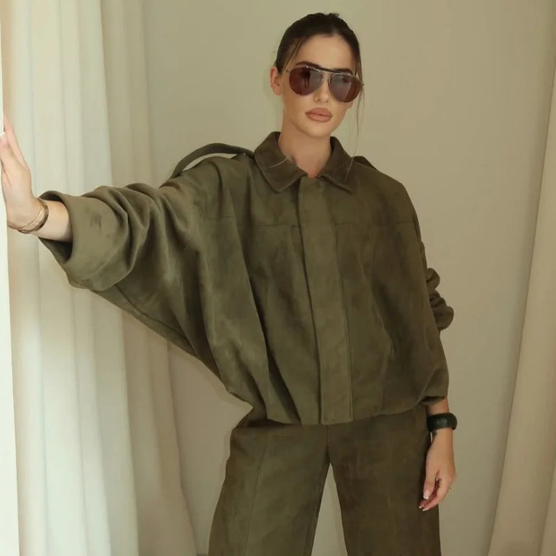 Women's Suede Bomber Jacket