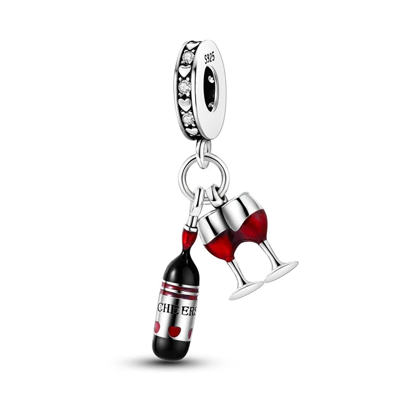 Silver Red Charm Bracelet