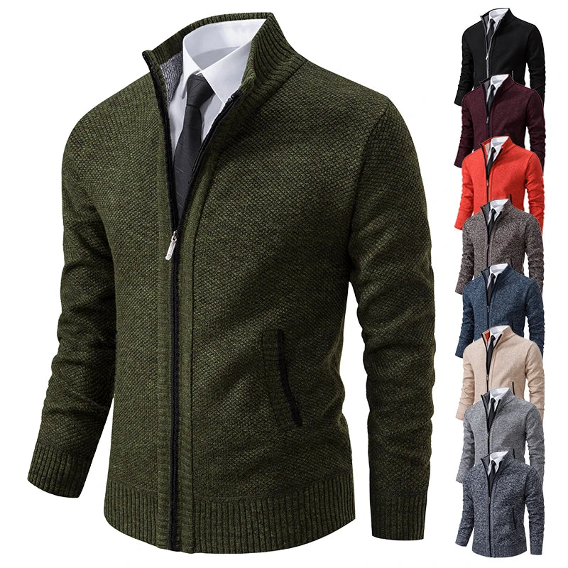 Men's Knit Zip Cardigan | Winter Sweater Jacket