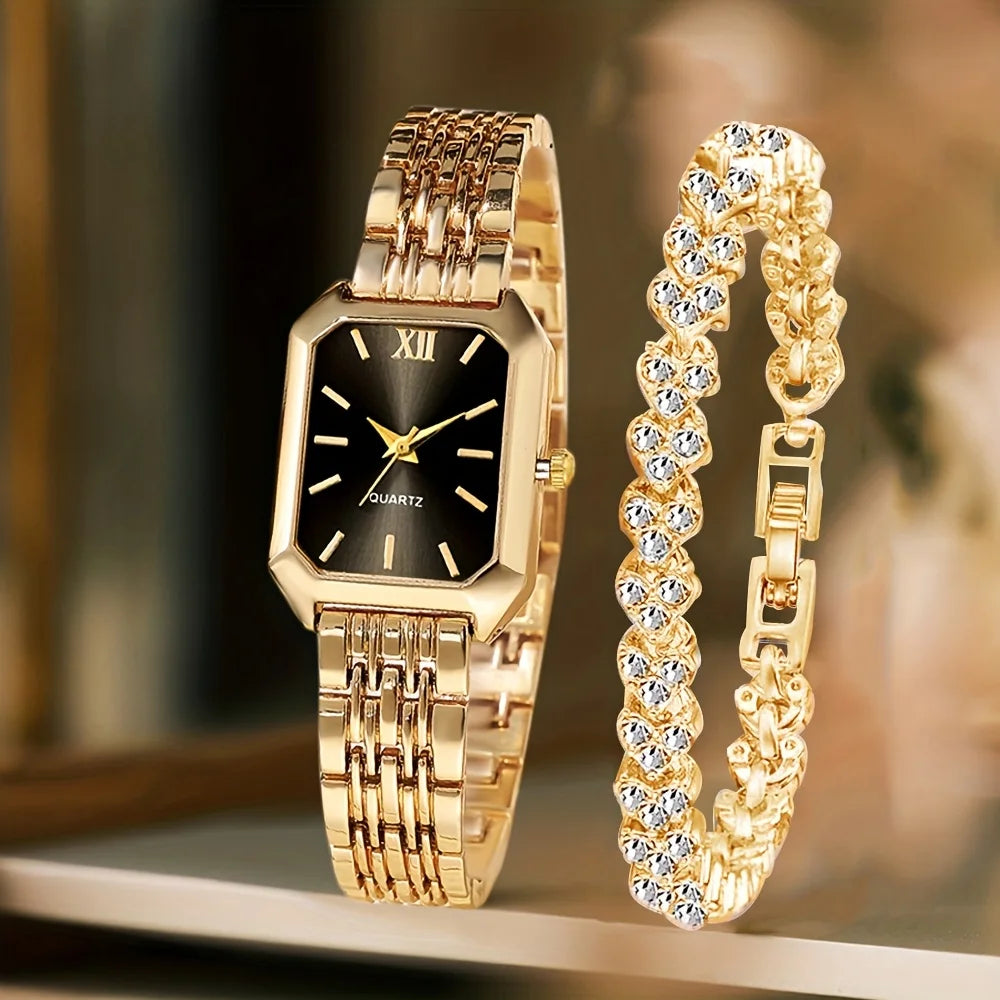 Rose Gold Watch & Bracelet Set for Women | Golden Thread