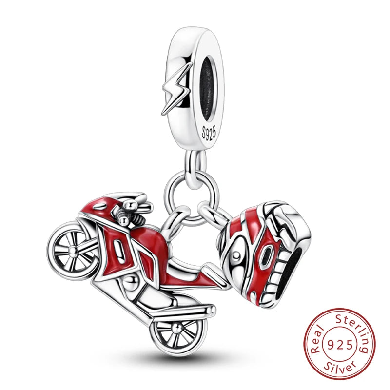 Silver Red Charm Bracelet