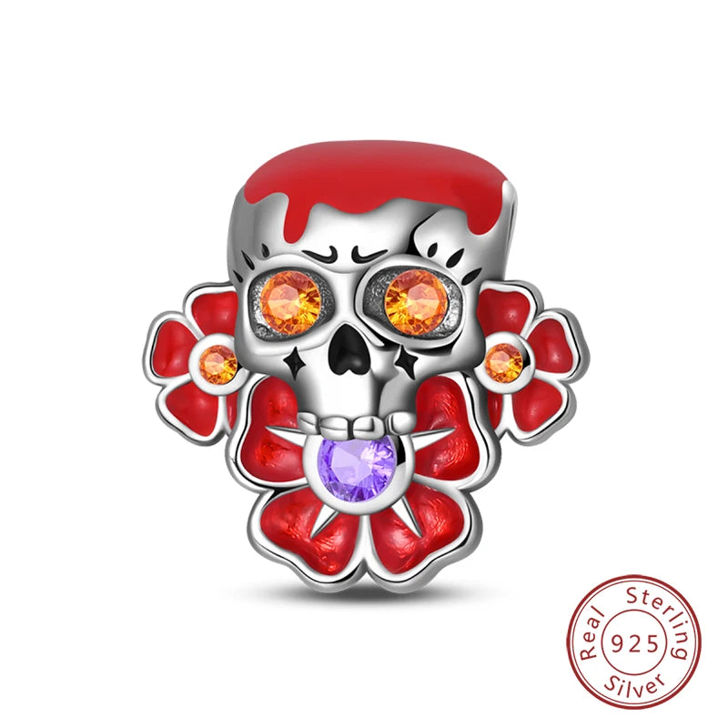 Silver Red Charm Bracelet