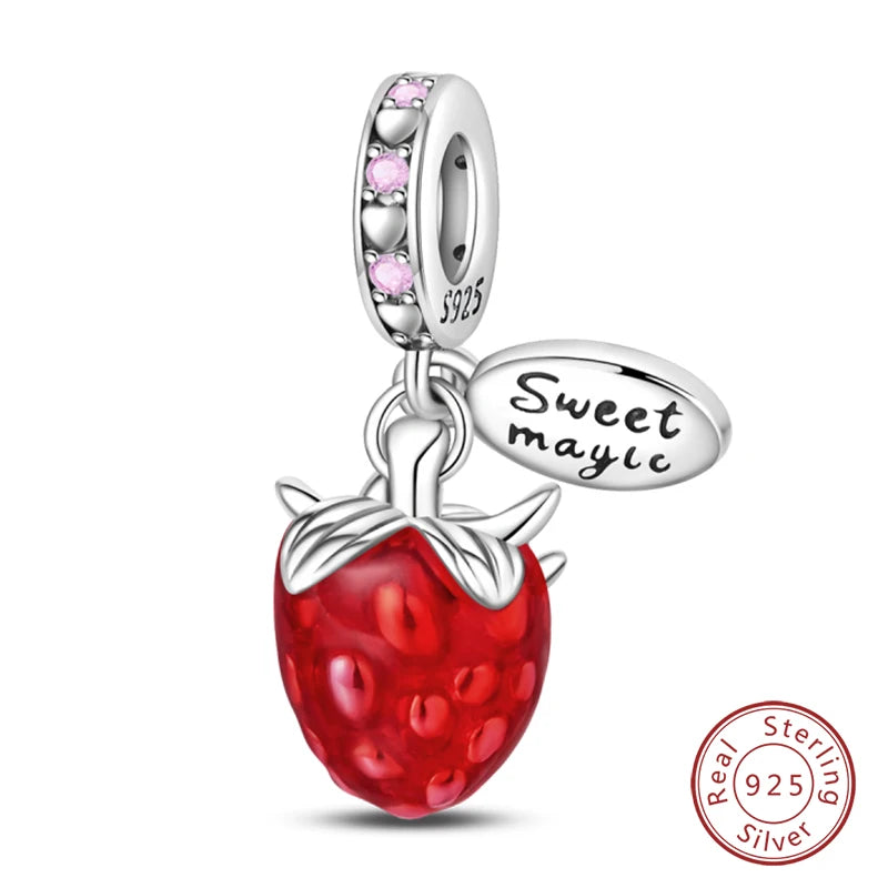 Silver Red Charm Bracelet