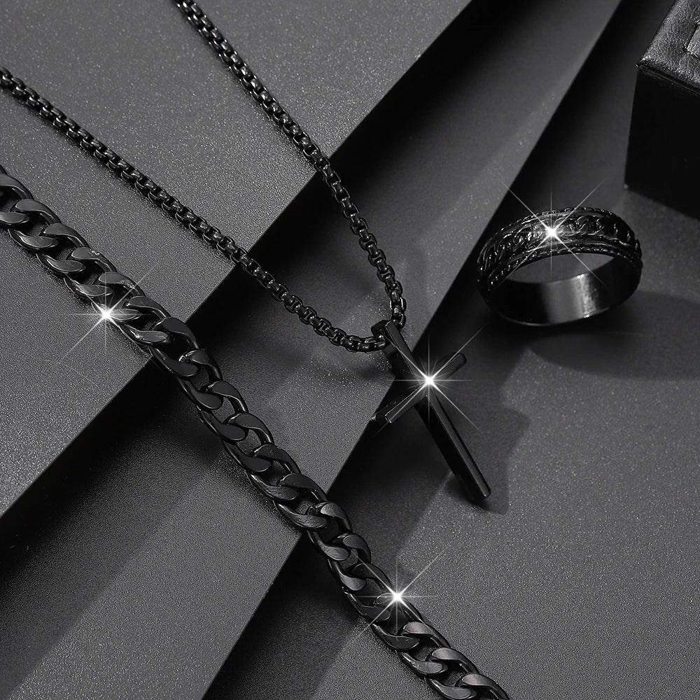 Men's Cross Jewelry Set