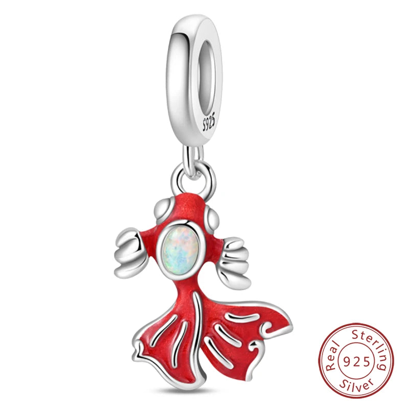 Silver Red Charm Bracelet