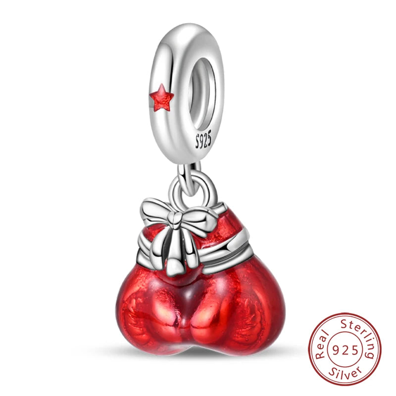 Silver Red Charm Bracelet