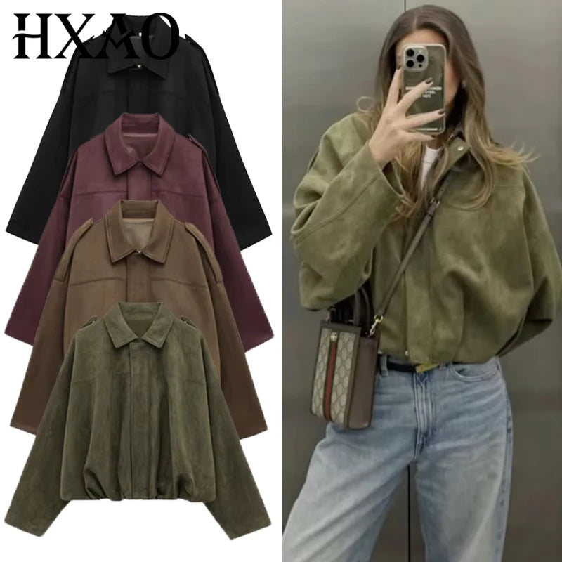 Women's Suede Bomber Jacket