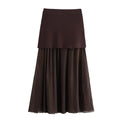 Women's Wine Red Knit Skirt Set