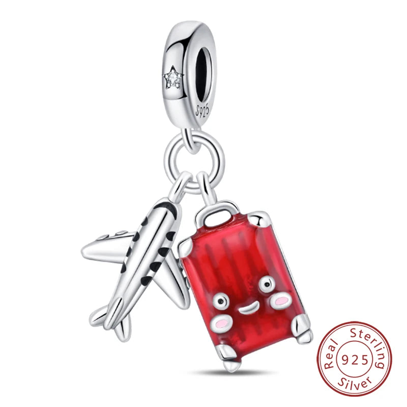 Silver Red Charm Bracelet