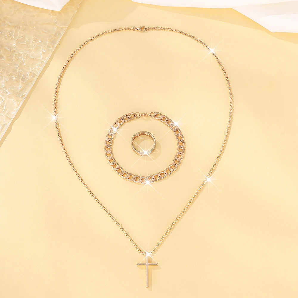 Men's Cross Jewelry Set