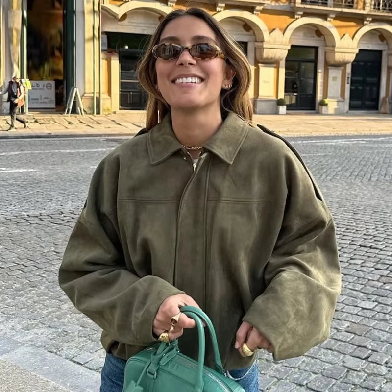 Women's Suede Bomber Jacket