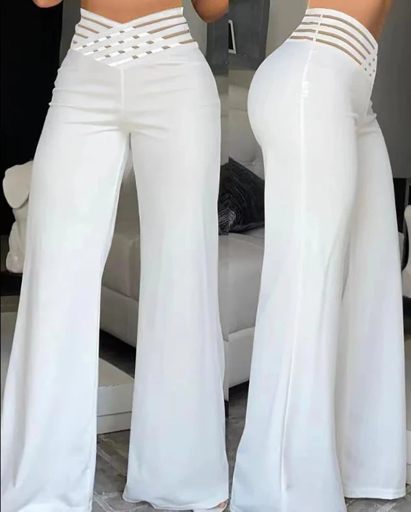Wide Leg Flared Trousers