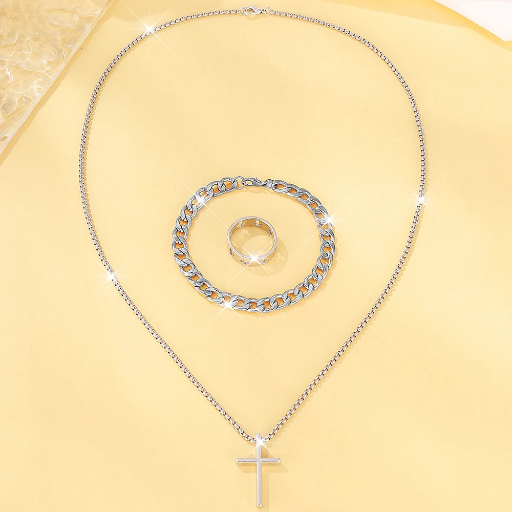 Men's Cross Jewelry Set