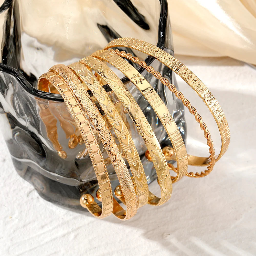 Gold Bangle Set for Women | Cuff Bracelet | Golden Thread