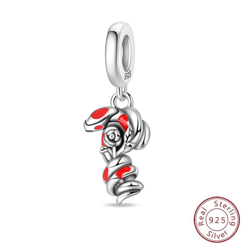 Silver Red Charm Bracelet