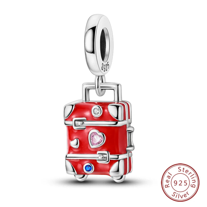 Silver Red Charm Bracelet