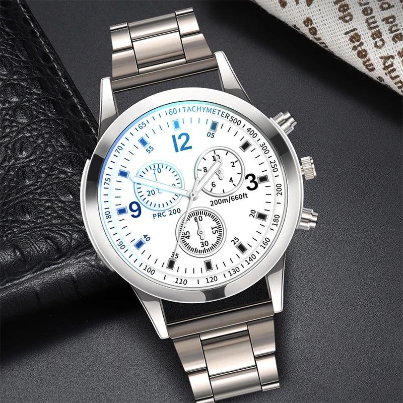 Men's Stainless Steel Chronograph Watch | Black & White Dial