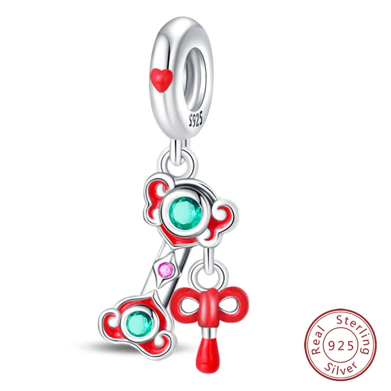 Silver Red Charm Bracelet