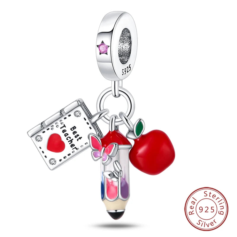 Silver Red Charm Bracelet