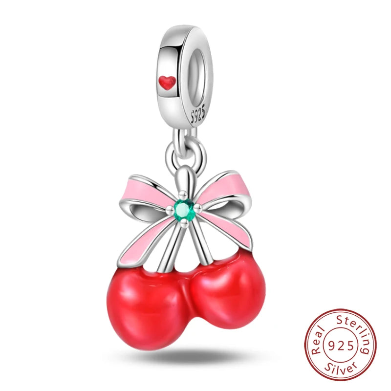 Silver Red Charm Bracelet