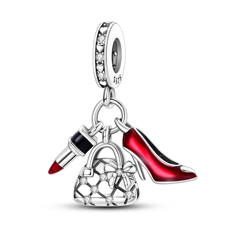 Silver Red Charm Bracelet