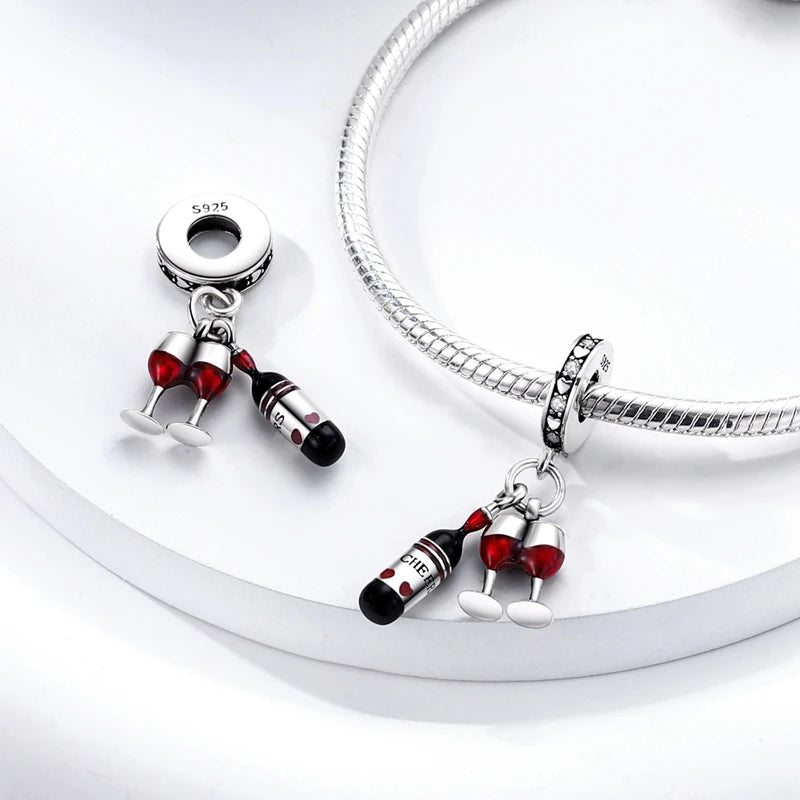 Silver Red Charm Bracelet