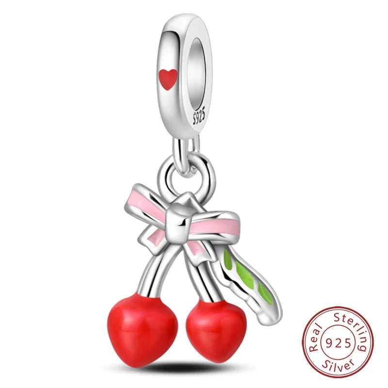 Silver Red Charm Bracelet