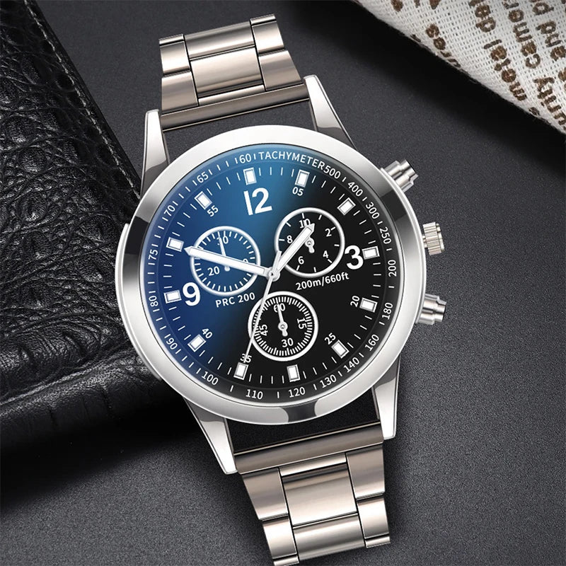 Men's Stainless Steel Chronograph Watch | Black & White Dial