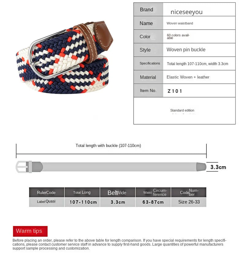 Unisex Braided Canvas Belt