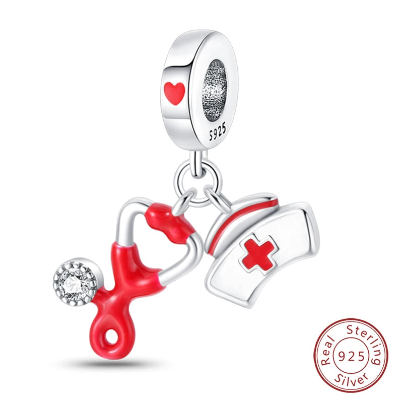 Silver Red Charm Bracelet