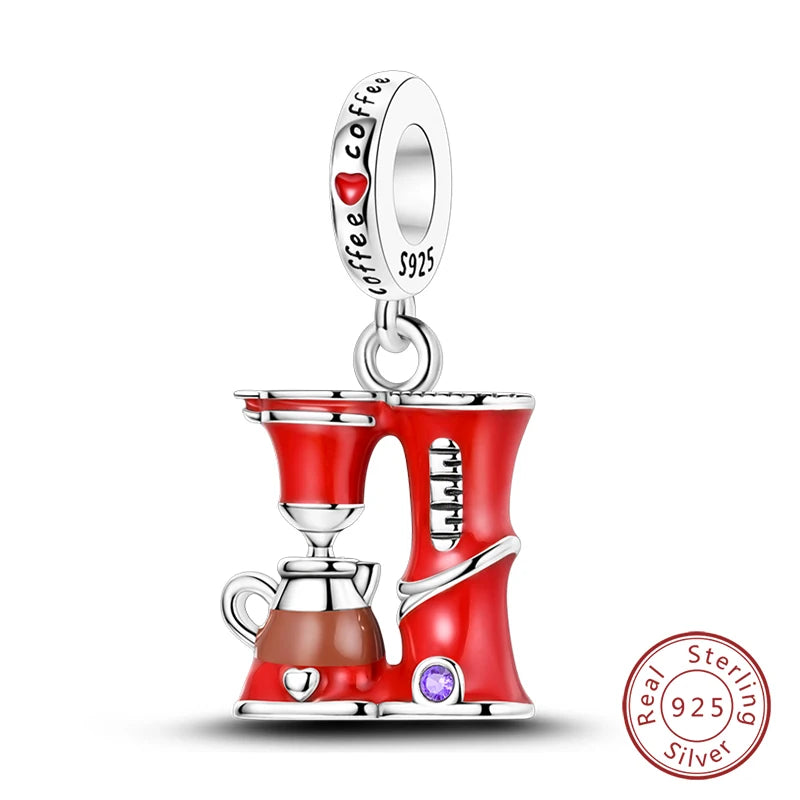 Silver Red Charm Bracelet