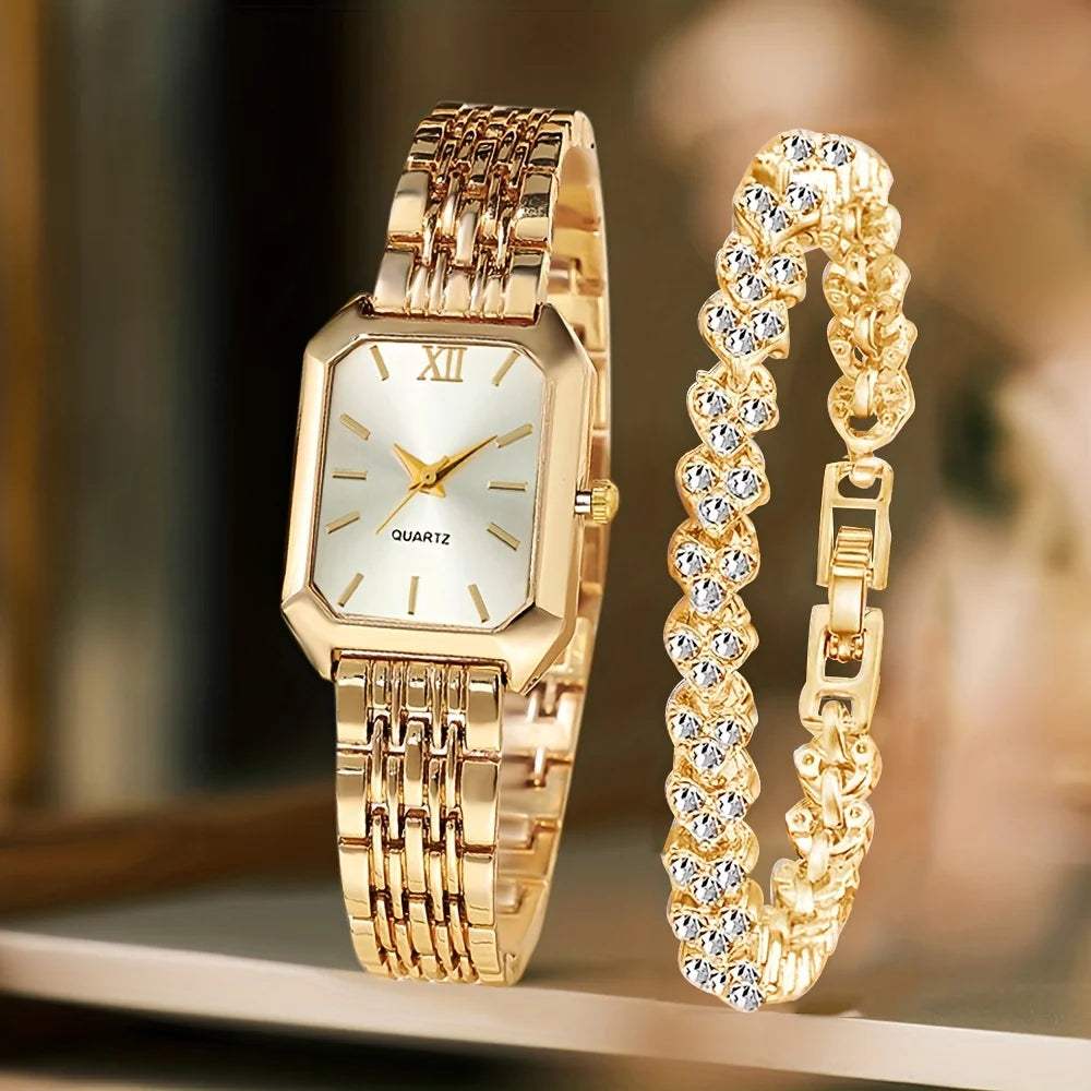 Rose Gold Watch & Bracelet Set for Women | Golden Thread