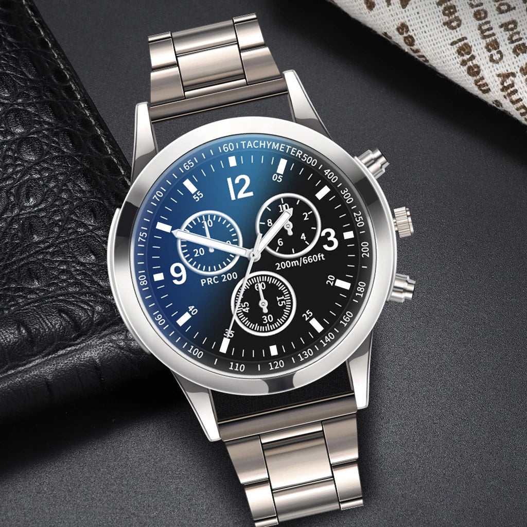 Men's Stainless Steel Chronograph Watch | Black & White Dial