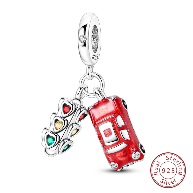 Silver Red Charm Bracelet